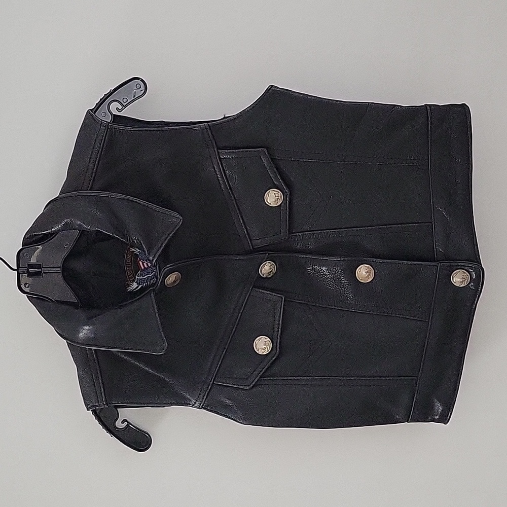 CLASSIC LEATHER RIVERSIDE, CALIFORNIA BIKER LEATHER VEST Sz S